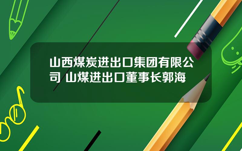 山西煤炭进出口集团有限公司 山煤进出口董事长郭海